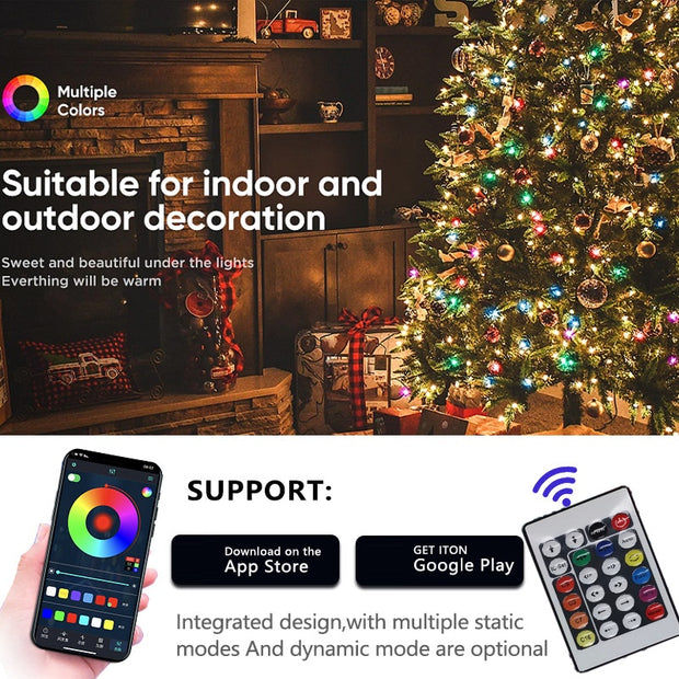 LED Rope Lights Outdoor, RGB Remote Control Fairy String Lights Plug In With 200 LEDs, Super Durabl