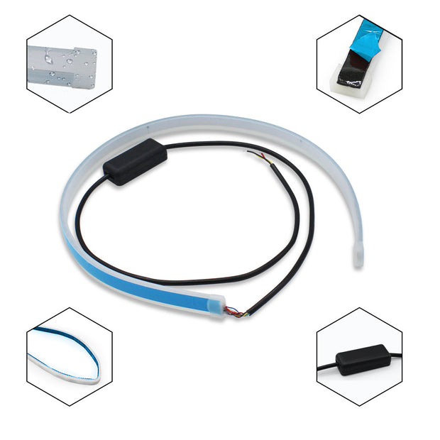 Led DRL Car Daytime Running Lights Flexible Waterproof Auto Turn Signal Yellow Brake Side Headlights Light Car Accessories