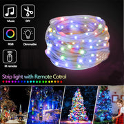 LED Rope Lights Outdoor, RGB Remote Control Fairy String Lights Plug In With 200 LEDs, Super Durabl