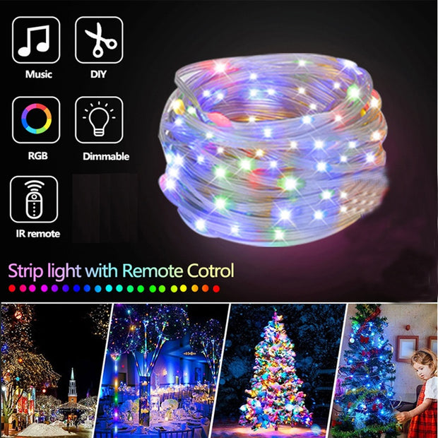 LED Rope Lights Outdoor, RGB Remote Control Fairy String Lights Plug In With 200 LEDs, Super Durabl